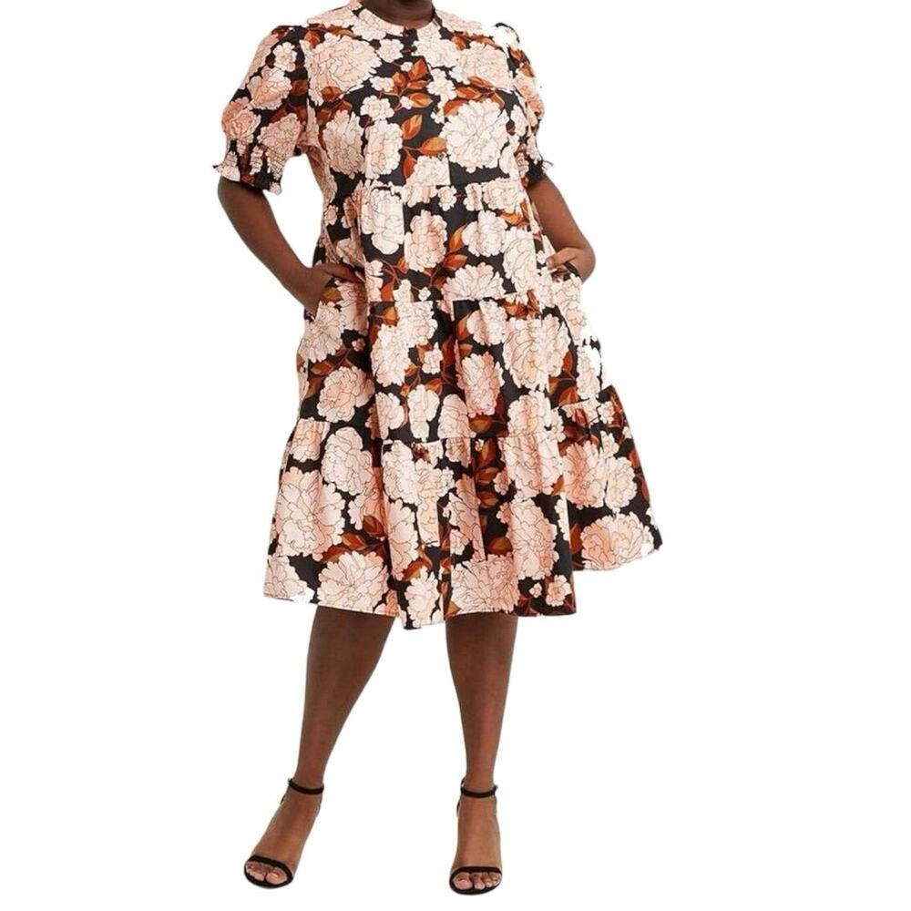 Who What Wear Floral Tiered midi dress size xxl